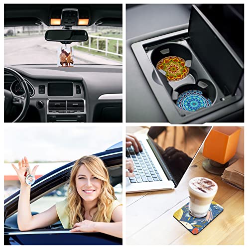 Ainiv 89PCS Sublimation Blanks Products Set, Sublimation Blank Car Coaster, Keychain with Tassel, Pillow Covers, Garden Flags, Air Freshener Sheets Ainiv