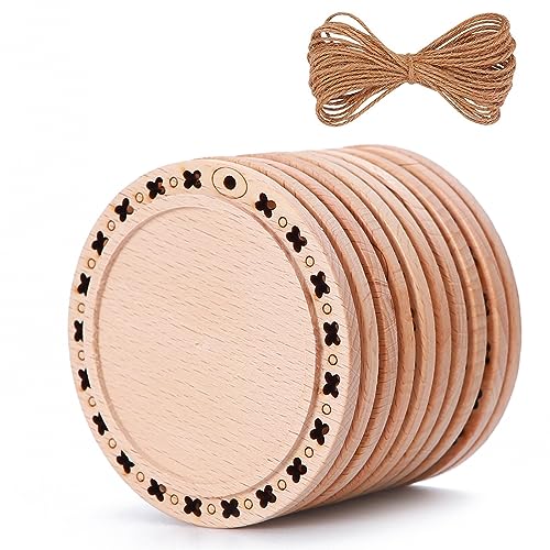 10pcs Wood Slices, 5.5-6.3 inch Unfinished Natural Wood Slices, Large Wood Circles with Bark, Rustic Round Wooden Slices for Centerpieces Wedding