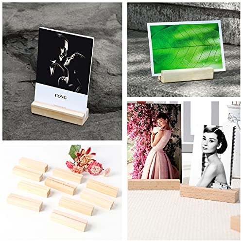 HZLHZYY 20 Pack Wood Sign Holder Wood Block Stand Holder Wooden Menu Stand Holder Photo Stand Place Card Holder Picture Table Display Stand Small HZLHZYY