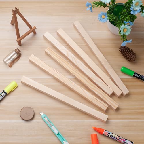 Square Wooden Dowel Rods, 6 PCS 3/4" x 12" Square Wood Dowel Rods Wooden Sticks for Crafts, Unfinished Hardwood Sticks Wood Strips for Woodworking, Coowayze