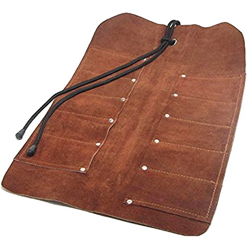 UJ Ramelson Tool Roll Holder, Durable Rollable Roll-up Hanging Pocket Pouch for Chisels, Hammers, Gouges, and More (10 Pocket, Leather) UJ Ramelson Co