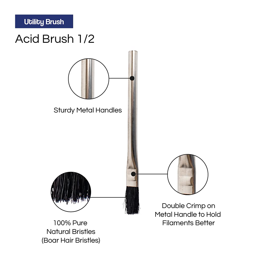 Pro Grade - Acid Brushes - 36 Count 1/2 Inch Boar Hair Acid Flux Brushes Pro Grade