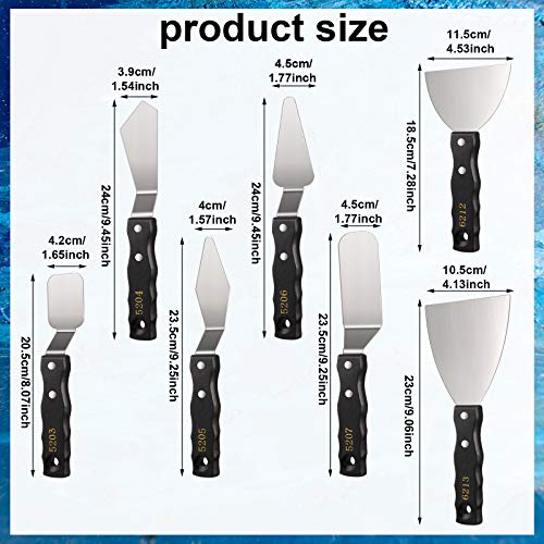 7 Pieces Large Painting Knives Stainless Steel Spatula Palette Knife Painting Mixing Scrapers Oil Painting Accessories Pallet Knife Set for Color Honoson
