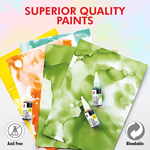 Marabu Alcohol Ink for Epoxy Resin - 6 Primary Colors Alcohol Ink Set - Vibrant and Versatile Alcohol Inks for Resin Art, Tumblers, Alcohol Paint Marabu