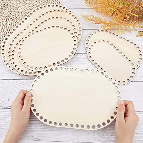 Milisten 4pcs Wooden Basket Bottom Wooden Base Shaper Blank Crochet Base for Thick Yarn DIY Knitting Basket Weaving Supplies Oval Milisten