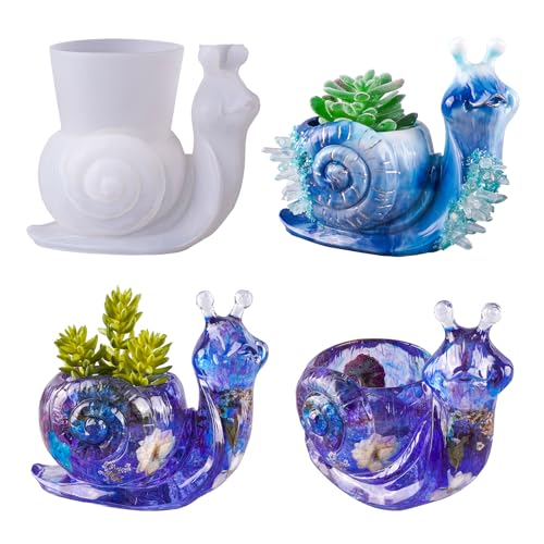 LET'S RESIN Snail Silicone Molds for Epoxy Resin, 3D Large Flower Pot Vase Resin Molds for Concrete Cement, Cute Epoxy Resin Mold for Resin Casting, LET'S RESIN