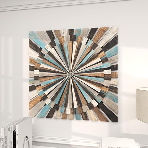 Deco 79 Wood Starburst Handmade Carved Wall Decor, 36" x 1" x 36", Multi Colored Deco 79