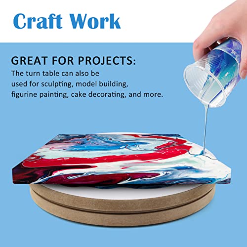 Falling in Art 12" Banding Wheel, Wood Turn Table Sculpting Wheel for Pouring, Painting, Spraying - Round Lightweight Sculpting Stand Wood Base for Falling in Art