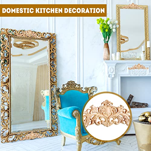 20 Pcs Wood Appliques Decorative Wood Applique for Furniture Wooden Carved Onlay Appliques Wood Appliques and Onlays for Furniture DIY Wood Carving Sanwuta