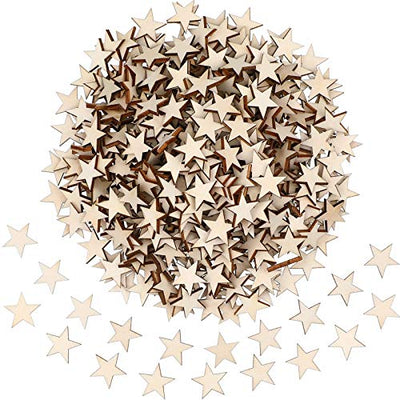 500 Pieces Wooden Star Shape Unfinished Wood Star Pieces, Blank Wood Pieces Wooden Star for Craft Flag Project and Decoration(3/4 Inch)