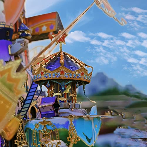 MU 3D Palace Metal Puzzles for Adults Starlit Amusement Park, DIY Model Kits Block Building Landscape Architecture Jigsaw, Birthday New Year Gift MU