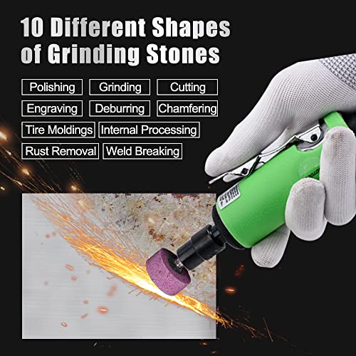 DOTOOL 1/4" Air Die Grinder Kit Straight Pneumatic 28000 RPM Rear Exhaust Polisher with 1/4"(6MM) and 1/8"(3MM) Collets Mini and Compact Size, DOTOOL