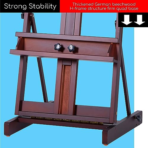 MEEDEN Art Painting Easel, Beech Wood Studio Easel 53" to 91"H, Holds Canvas to 78", Large Professional H-Frame Easel Stand with Storage Tray, MEEDEN
