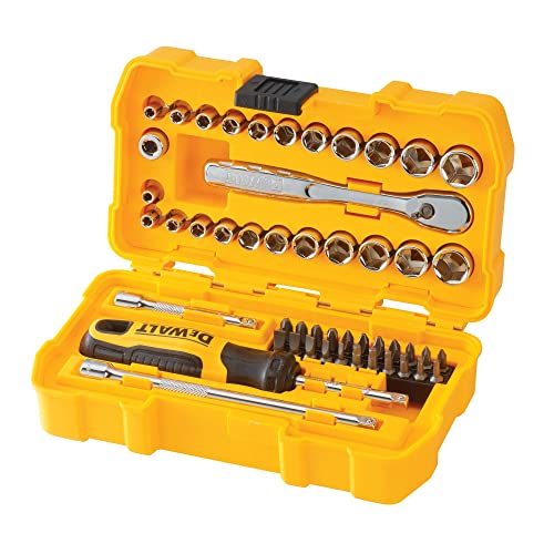 DEWALT Mechanics Tool Set, 1/4 Inch Drive, SAE and Metric, 50 Piece (DWMT81610T) DEWALT