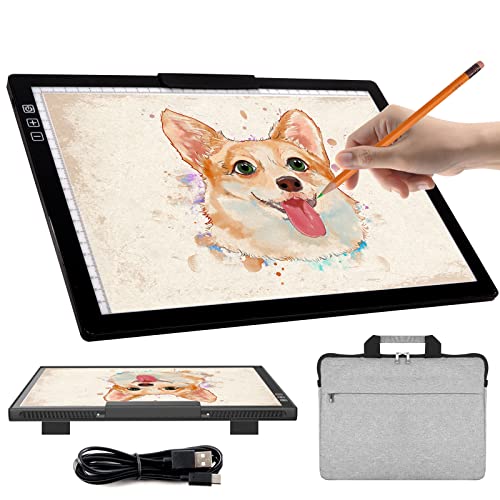 Rechargeable A4 Light Box with Carry Bag, Innovative Stand/Top Clip, iVAOOZE Wireless Light Pad for Cricut Vinyl, Weeding Tools, Diamond Painting, iVAOOZE