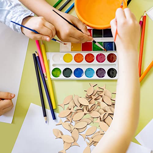 EXCEART 100 Pcs Fish Unfinished Wooden,Unfinished Wooden Fish Cutout,Fish Wood DIY Craft Cutout,Wooden Fish for Crafts,Fish Shapes Model for DIY EXCEART