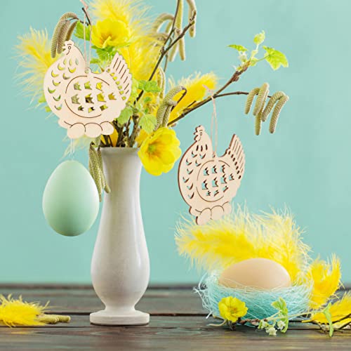 Abaodam 20pcs Rabbit DIY Wooden Easter Egg Cutouts Wood Easter Decor Easter Crafts for Kids Easter Crafts for Adults Chicken Ornament Chick Tree Abaodam