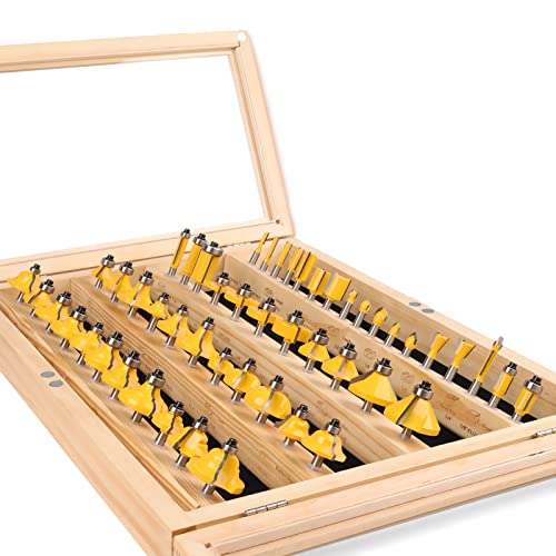 TOOLDO Router Bits Set 50 Pieces,1/4” Shank Tungsten Carbide Router Bits, Professional Router Bit Kit for DIY, Woodworking Project… TOOLDO