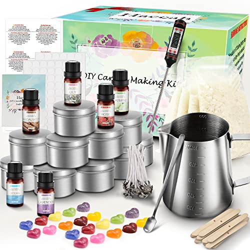 Haccah Complete Candle Making Kit,Candle Making Supplies,DIY Arts and Crafts Kits for Adults,Beginners,Kids Including Wax, Wicks, 6 Kinds of Haccah