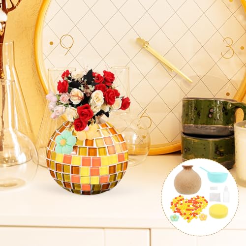STOBAZA Glass Mosaic Tiles Unfinished Wood Bud Vase Mosaic Vase Kit Stained Mosaic Pieces for Home Decoration DIY Art Projects A STOBAZA