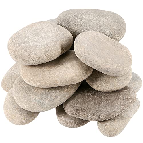 SINJEUN 16 PCS 3-4 Inch Large River Rocks for Painting, Bulk 10 lbs Craft Stones for Rock Painting, Natural River Rocks, Decoration, Smooth Painting SINJEUN
