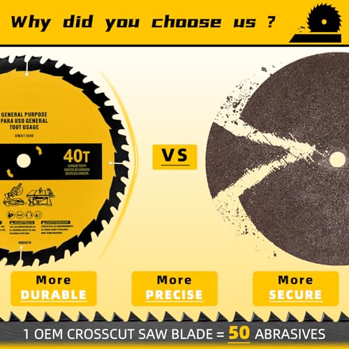 Upgraded 10in 40T/60T (2-Pack) Compatible with DEWALT Table/Miter Saw Blade DWA-110CMB General Purpose Combo Pack Saw Blade Replace for OEM home