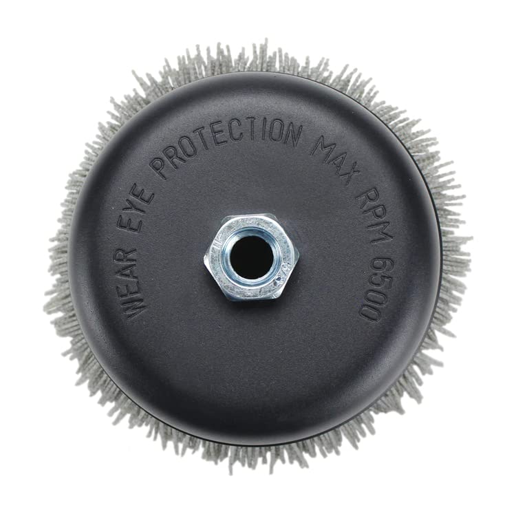 BHA 6" Abrasive Filament Nylon Bristle Cup Brush, 5/8"-11 Thread Arbor - Gray (80 Grit) BHA