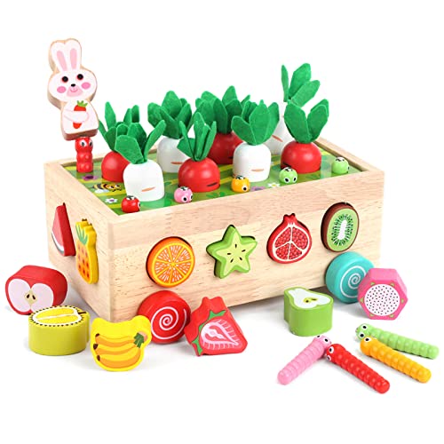 Toddlers Montessori Wooden Educational Toys for Baby Boys Girls Age 1 2 3 Year Old, Shape Sorting Toys 1st One First Birthday Girl Gifts for Kids KMTJT