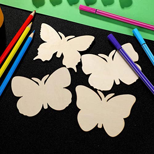 Happyyami 40Pcs Wooden Butterfly Wood Cutouts for Crafts Unfinished Wood Chips Wooden Ornaments to Paint Wooden Embellishment Wood Butterflies Happyyami