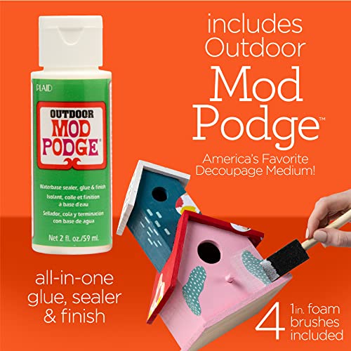 Apple Barrel Multi PROMOABMPO22, 21 Piece DIY Set Featuring 16 Surface Paints, 1 Mod Podge Outdoor Acrylic Sealer and 4 Foam Brushes, Large Apple Barrel