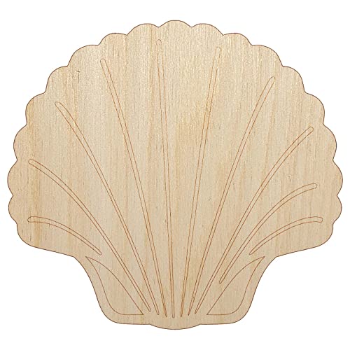 Scallop Seashell Beach Shell Unfinished Wood Shape Piece Cutout for DIY Craft Projects - 1/4 Inch Thick - 4.70 Inch Size Sniggle Sloth