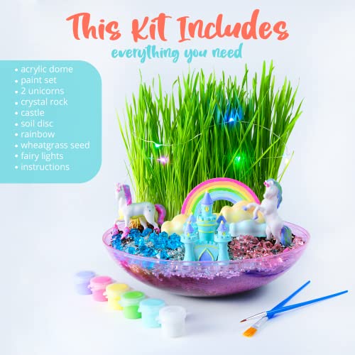 Bryte Light-Up Unicorn Terrarium Kit for Kids | All Inclusive - Castle, Fairy Garden Lights & More | Arts & Crafts, STEM Activities for Kids, BRYTE