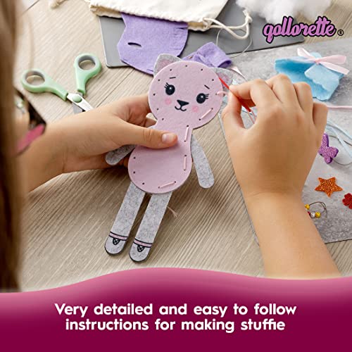 qollorette Felt Sewing Kit for Children, Make Your Own Kitty Toy, Kids' Craft Kit - Make A Friend Sewing Kit - Beginner Sewing Kit for Kids, Learn to qollorette