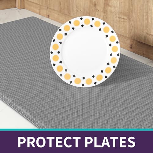 DEXI Kitchen Rug Anti Fatigue,Non Skid Cushioned Comfort Standing Kitchen Mat Waterproof and Oil Proof Floor Runner Mat, Easy to Clean, 17"x95", Grey DEXI