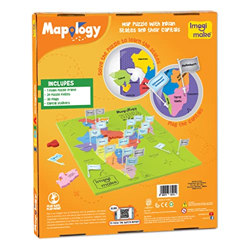 Imagimake Mapology India Map Puzzles - Includes State Capitals - Geography for Kids - Learning & Educational Toys for Kids 5-7 - Gift for 5, 6, 7, 8 Imagimake