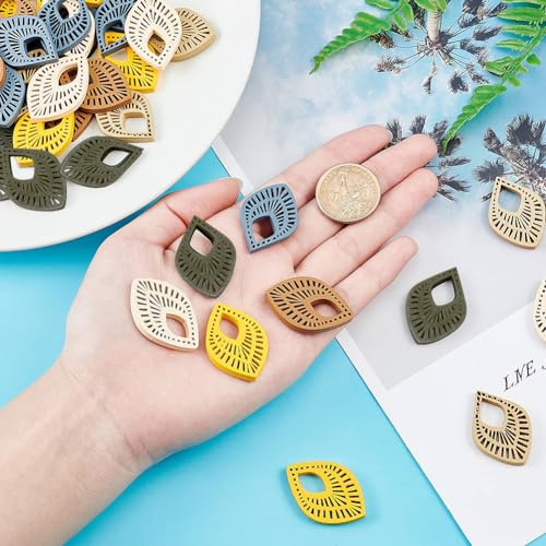 NBEADS 392 Pcs Earring Making Kits, Wooden Earring Dangle Water Drop Pendants Charms with Earring Hooks and Jump Rings for Jewelry Earring Makings NBEADS