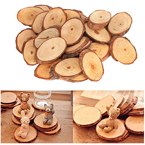 25Pcs Wood Slices Craft Oval Unfinished Wood kit Predrilled with Hole Wooden Circles for Arts Wood Slices Christmas Ornaments DIY Crafts LIZEALUCKY