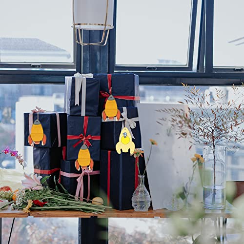 Rocket Wooden Outer Space Wood with Twines Art Unfinished Ornaments for Wedding Birthday Theme of Universe Party Decoration 20Pcs Zontween