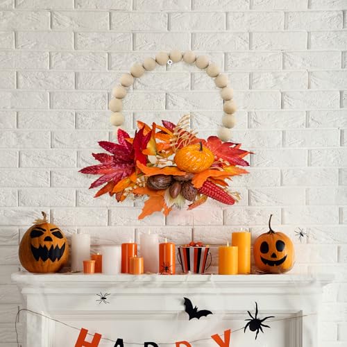 Darware Farmhouse Wood Beaded Wreath Base (13-Inch), Rustic Bead Ring for DIY, Crafts, and Floral Decor Darware