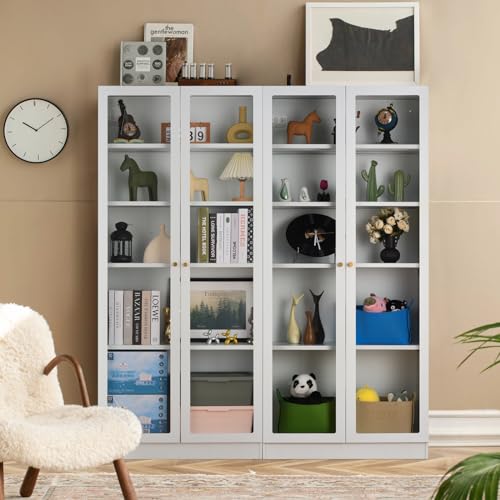 IRONMIX 72" Tall Metal Storage Cabinet with 5 Adjustable Shelves and Acrylic Doors for Home and Office IRONMIX