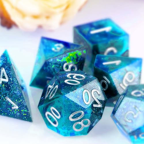 Juome Dice Resin Molds Silicone, DND Dice Silicone Molds for Epoxy Resin Casting with 7 Standard Stereoscopic Dice Cavities, Resin Mold for DIY Dices Juome