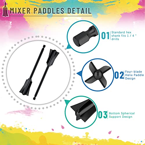 Resin Mixer Paddles, Suzzam 6 Pcs Epoxy mixing paddle Paint Stirrer for drill, Reusable Paint Mixer for Resin, Silicone Mixing, Paint Suzzam