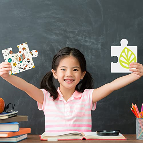 Junkin 100 Pcs Large Blank Puzzle Puzzle Pieces Cutouts DIY Make Your Own Puzzle Kit Paper Puzzle Kit for Classroom Decor Bulletin Board School DIY Junkin