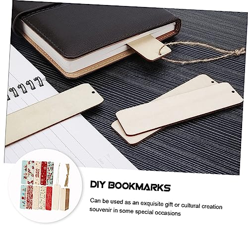 Tofficu 1 Set Wooden Bookmark Blank Tags Hand Made Hanging Tags Wood Art Bookmarks Wood Crafts Tags Unfinished Wooden Slices with Holes Unfinished Tofficu