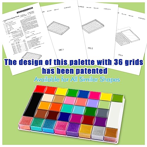 CCbeauty 36 Colors Face Body Paint Oil, Hypoallergenic Face Painting Kit Professional for Kids Party with 30 Stencils + 10 Brushes for Halloween SFX CCbeauty