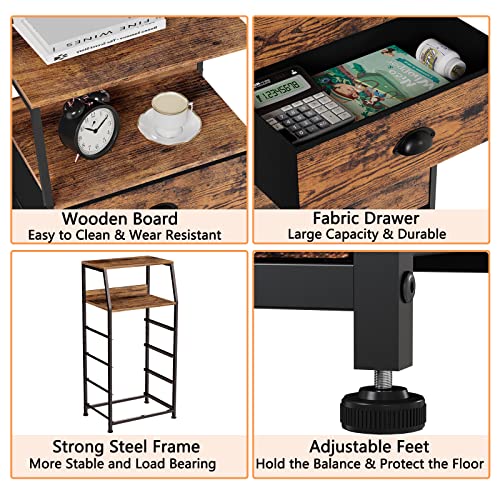 Furnulem Tall 4 Drawers Dresser, Vertical Storage Tower Fabric Dresser for Bedroom, Hallway, Entryway, Nursery, Closet Organizer, Nightstand Bedside Furnulem