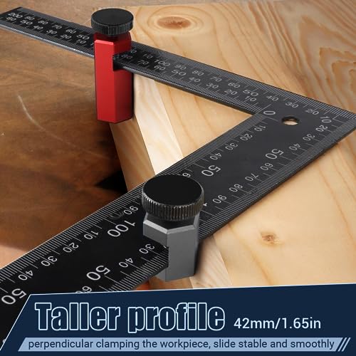 Red Cocowin Tall Stair Gauges for Framing Square with Holder and Carabiner Stair guages Knobs Tool for Circular Saw Metal Stair Stringer Layout Tool Cocowin