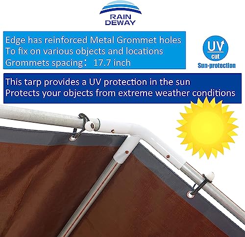 RAINDEWAY 12x20 Feet Super Heavy Duty Tarp 18 Mil, UV Resistant, Weatherproof, Multipurpose Waterproof Poly Tarp with Grommets and Reinforced Edges, RAINDEWAY