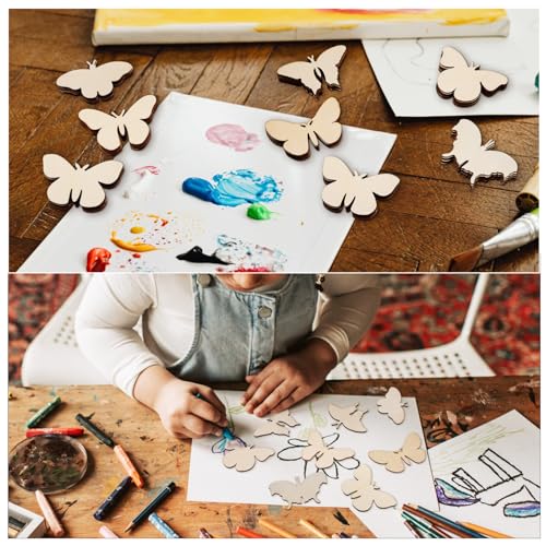Operitacx 54 Pcs Unfinished Wooden Butterfly Wood Butterfly Shaped Cutouts Butterflies Wood Ornament Spring Wooden Craft for Painting and Spring Operitacx