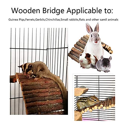 PINVNBY Guinea Pig Wooden Ladder Bridge Rabbits Hideout, House, Tunnel, Rodents Chew Toys for Bunny, Chinchillas, Hedgehogs, Ferrets, Rat and Small PINVNBY